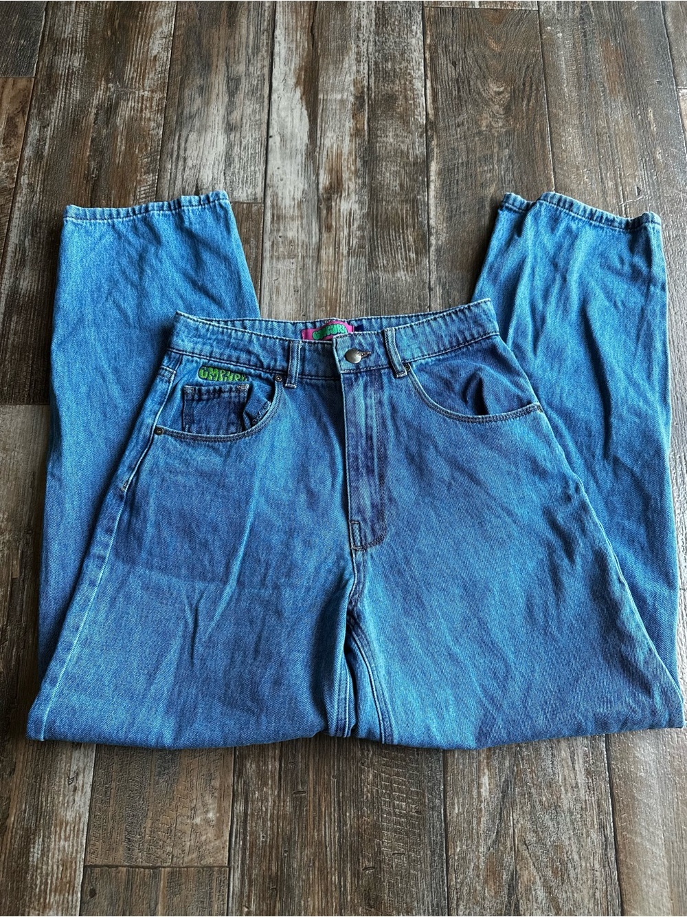 Empyre Jeans Womens Denim Embroidered Straight Baggy Skater Tori Grunge Sz 5/28